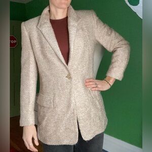 Vintage 90s Cache wool blend beige cream one button blazer 8